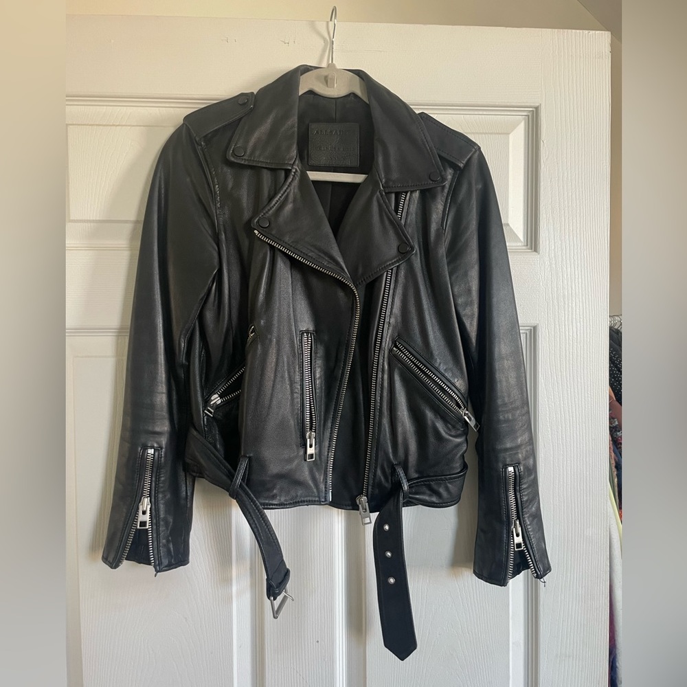 All Saints Balfern Leather Biker Jacket! Size US 6. Worn but in great condition!